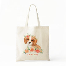 Cute Cavalier Kung Charles Spain Orange Flowers