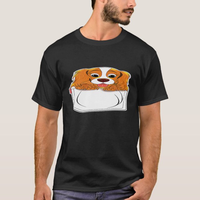 Cute Cavalier Kung Charles Spain Pocket Hund Grap T Shirt (Framsida)