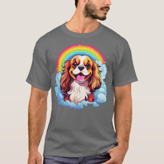 Cute Cavalier Kung Charles Spain Rainbow Cloud D T Shirt