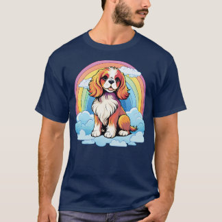 Cute Cavalier Kung Charles Spain Rainbow Cloud P T Shirt
