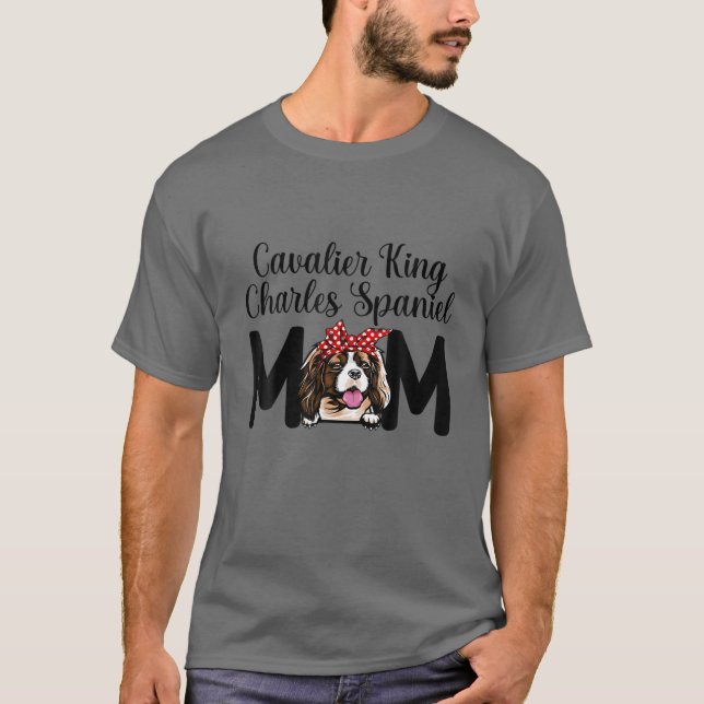 Cute Cavalier Kung Charles Spanska Mamma Mors dag T Shirt (Framsida)