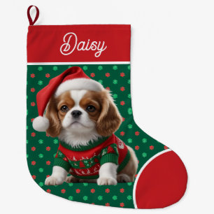 Cute Cavalier Kung Charles Sweater Personlig Stor Julstrumpa