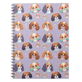 Cute Cavalier Kung Charles Unicorn Pastel Mönster Anteckningsbok