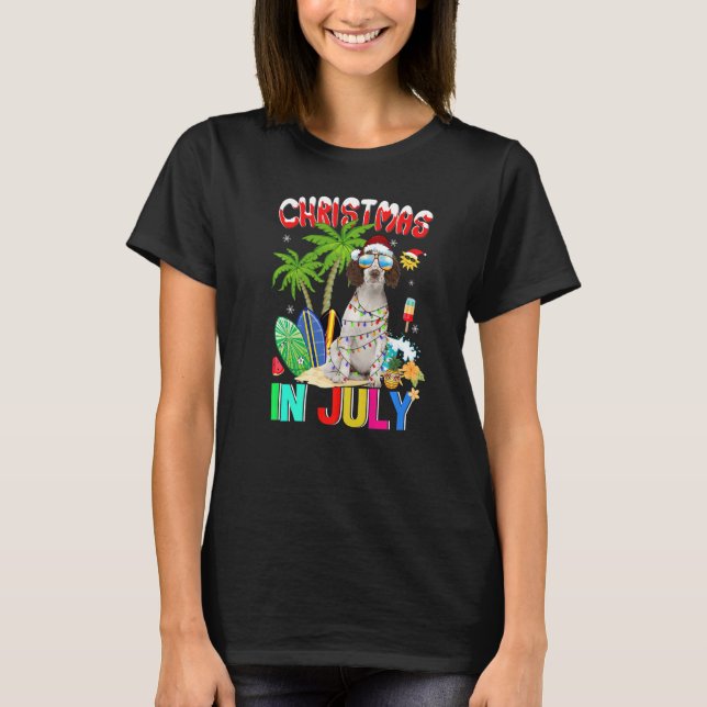 Cute Cavalier Kung i Santa Hat Sunglasses Christm T Shirt (Framsida)