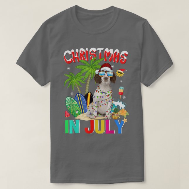 Cute Cavalier Kung i Santa Hat Sunglasses Christm T Shirt (Design framsida)