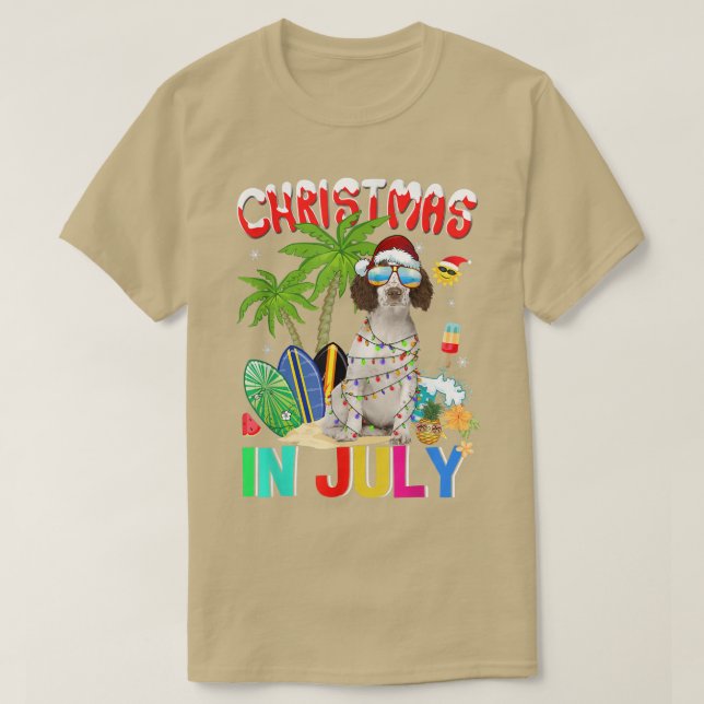 Cute Cavalier Kung i Santa Hat Sunglasses Christm T Shirt (Design framsida)