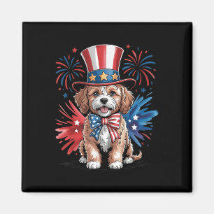 Cute Cavapoo Hund Patriotic Hat Independence day 4 Magnet