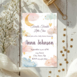Cute Celestial Baby Shower Invitation | Watercolor Inbjudningar