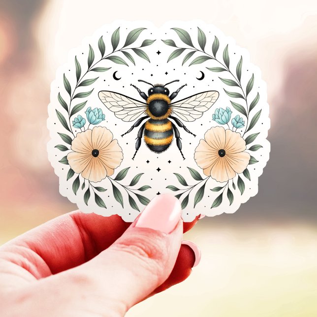 Cute Celestial Bee Blommigt Vinyl Klistermärken (Skapare uppladdad)