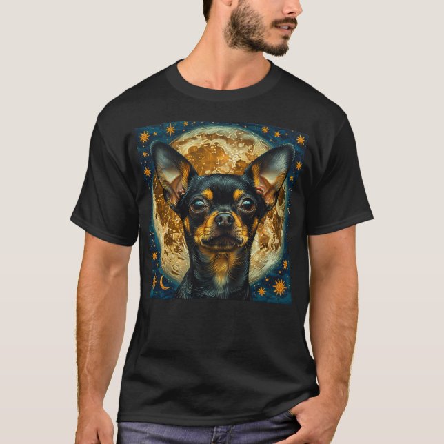 Cute Celestial Chihuahua med Måne och Stars T Shirt (Framsida)