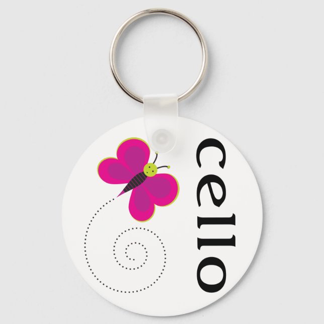 Cute Cello Butterfly Music Design Nyckelring (Framsida)