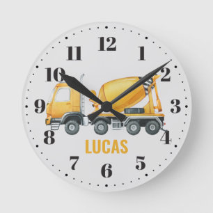 Cute Cement Lastbil Boys Bedroom Nursery Decor Rund Klocka