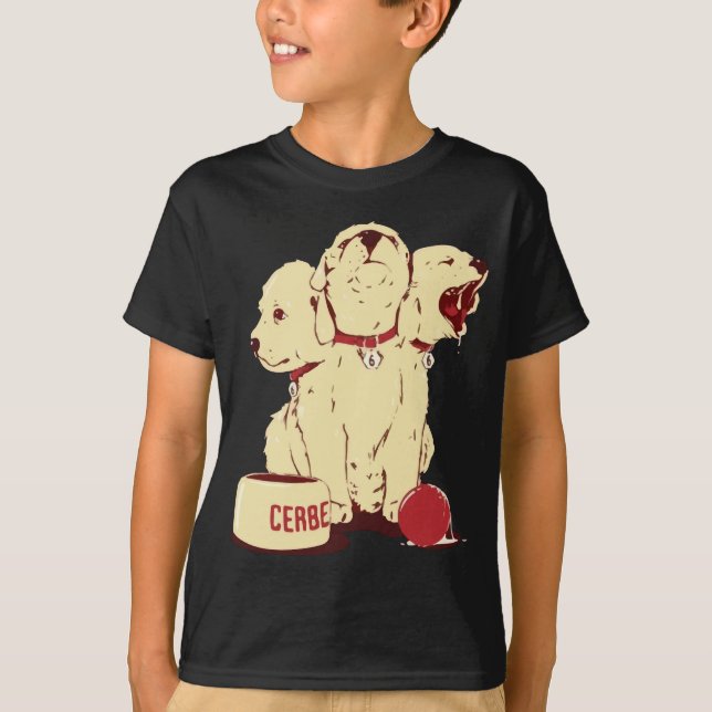 Cute Cerberus Tecknad Tee Shirt (Framsida)