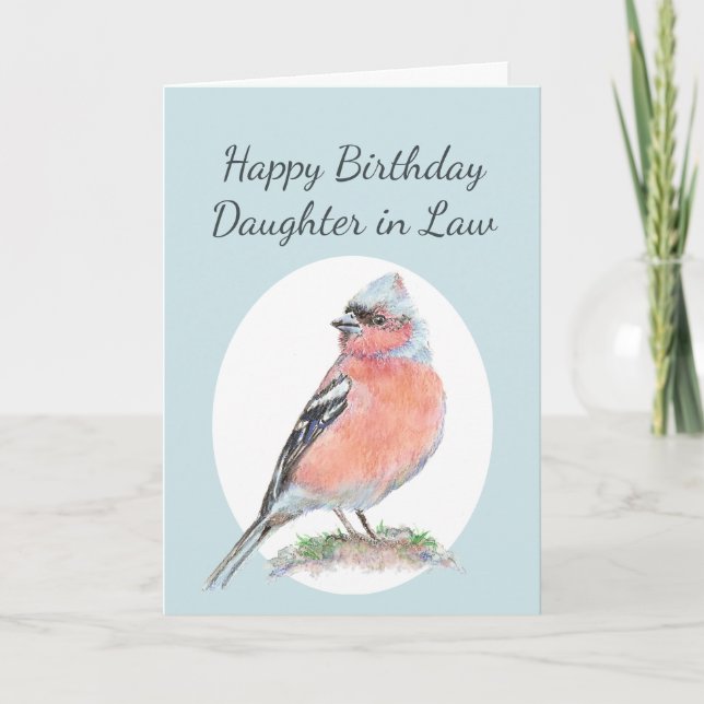Cute Chaffinch Watercolor Birthday Dotter in Law Kort (Framsida)