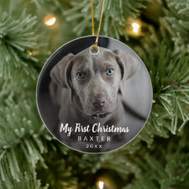 Cute Chalk-skript, Hund - min första jul Julgransprydnad Keramik