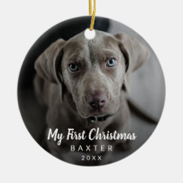 Cute Chalk-skript, Hund - min första jul Julgransprydnad Keramik