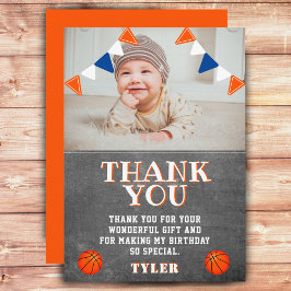 Cute Chalkboard Basketball Photo Birthday Tack Kort