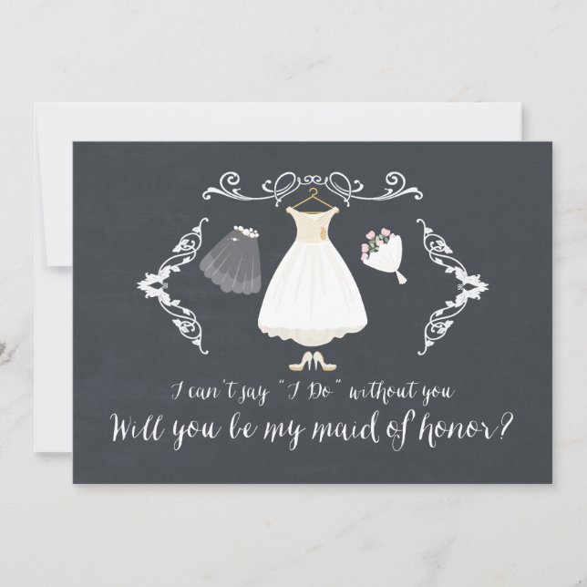 Cute Chalkboard blir mitt Maid of honor-kort Inbjudningar (Framsida)