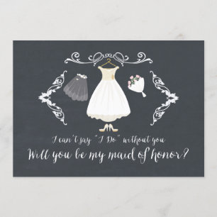 Cute Chalkboard blir mitt Maid of honor-kort Inbjudningar