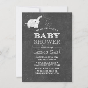 Cute Chalkboard Elephant Baby Shower Inbjudningar