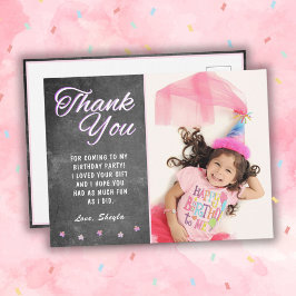 Cute Chalkboard Girly Birthday Photo Tack Vykort
