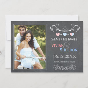 Cute Chalkboard Photo Bröllop spara datum Datumet