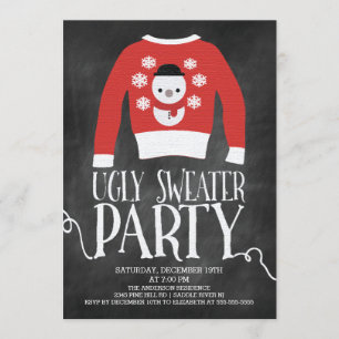 Cute Chalkboard Ugly Sweater Julfest Inbjudningar