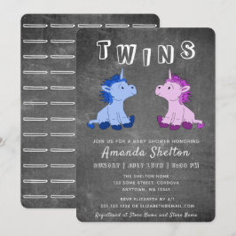 Cute Chalkboard Unicorn Boy Girl Twillingar Baby S Inbjudningar