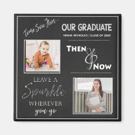 Cute Chalkboard vår Student då och nu foto Magnet