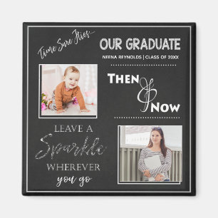 Cute Chalkboard vår Student då och nu foto Magnet