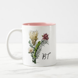 Cute Chameleon i Blommigt Bouquet Botanical Art Två-Tonad Mugg