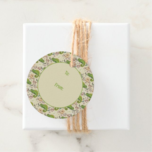 Cute Chameleon Lizard Gåvor Etiketter (På plats)