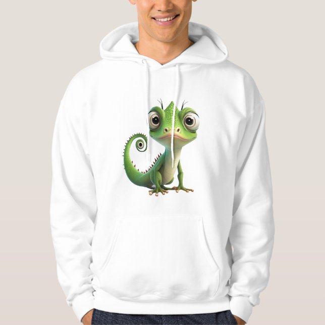 Cute Chameleon Pocket Hoodie - Lustigt Tecknad pet (Framsida)