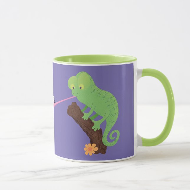 Cute chameleon som fångar en kryp-tecknad mugg (Höger)