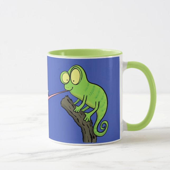 Cute chameleon som fångar en kryp-tecknad mugg (Höger)