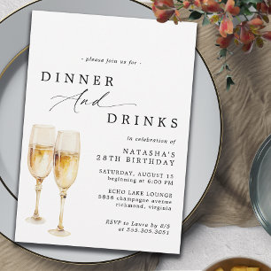 Cute Champagne Dagens moderna Elegant Inbjudningar