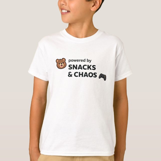Cute Chaos Graphic Tee – Cartoon Bear Back Print  (Framsida)