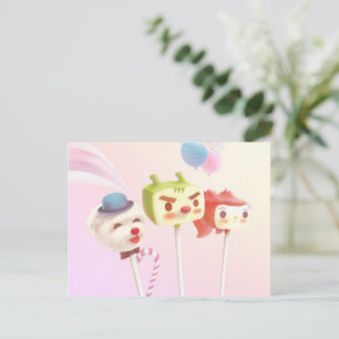 Cute Character Cake Pops Meddelande Vykort