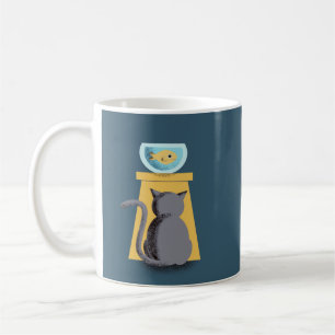 Cute Charm Playof Cat Fish Roligt Natature Artisti Kaffemugg