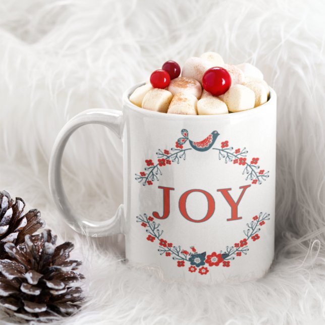 Cute Charming Bird on Wandeand Joy Ord Art Kaffemugg (Skapare uppladdad)