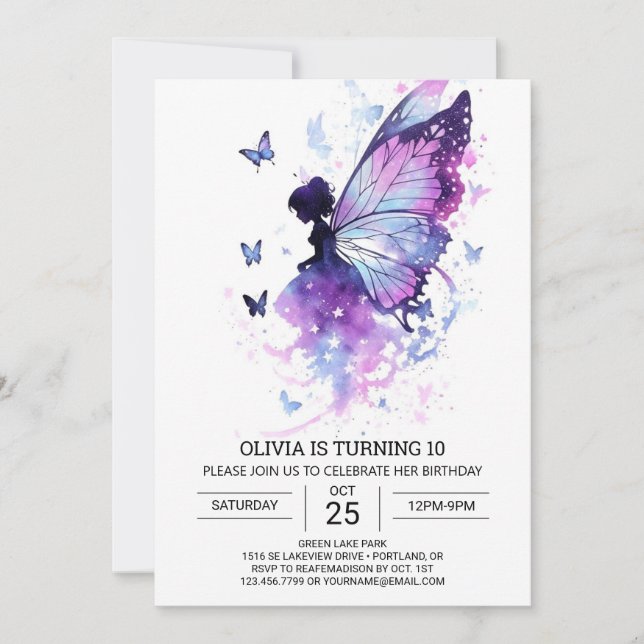 Cute Charming Fairy Birthday Inbjudningar (Framsida)