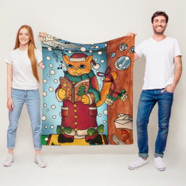 Cute Charming jul Sång Singer Cat Fleecefilt