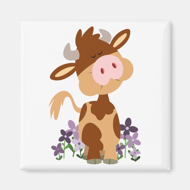 Cute Cheation Tecknad Cow Magnet (Framsidan)
