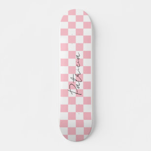 Cute Checkboard Mönster Rosa Mini Skateboard Bräda 18,5 Cm