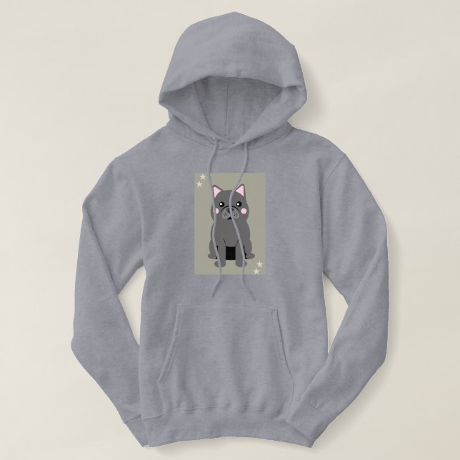 Cute Cheeks Gray French Bulldog T Shirt (Design framsida)