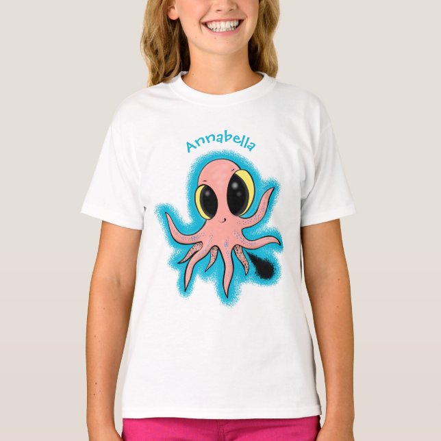 Cute, cheeky baby bläckfisk tecknad t shirt (Framsida)