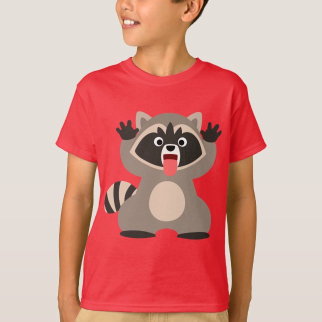 Cute Cheeky Tecknad Raccoon Children T-Shirt (Framsida)
