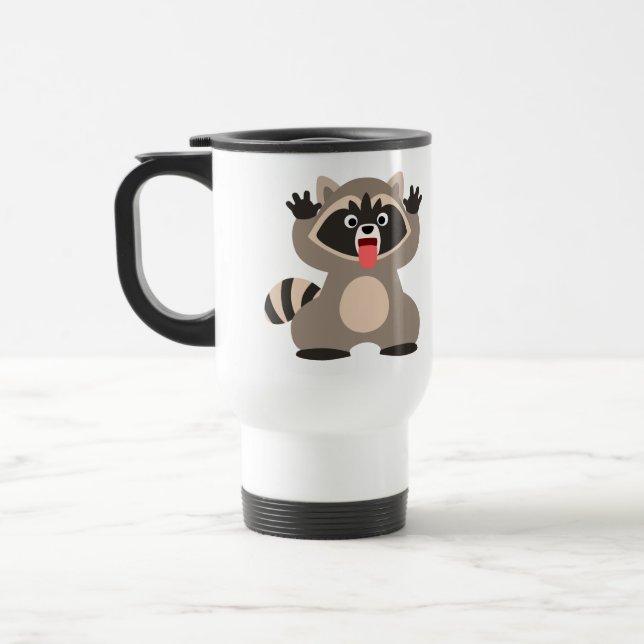 Cute Cheeky Tecknad Raccoon Commuter Mugg (Vänster)