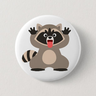 Cute Cheeky Tecknad Raccoon Knapp