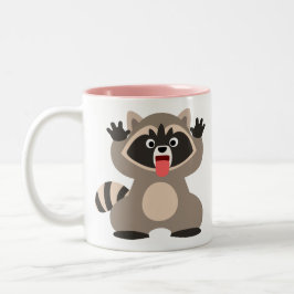 Cute Cheeky Tecknad Raccoon Två-Tonad Mugg